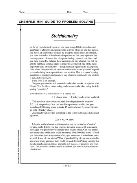 Chemfile Mini Guide To Problem Solving Answers