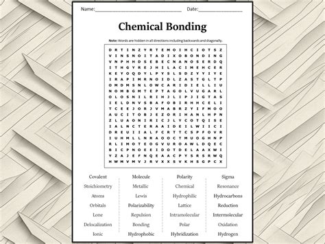 Chemical Bonding Word Search Puzzle Worksheet Activity Chemical Bonding Activity Worksheet - Chemical Bonding Activity Worksheet