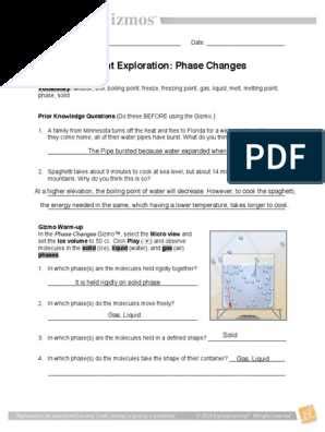 Chemical Changes Gizmos Answer Key