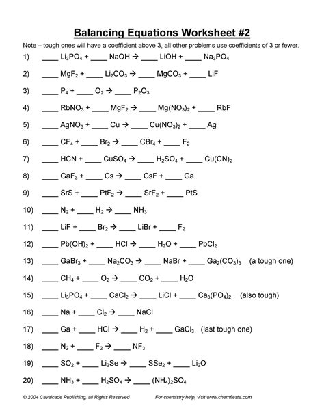 Chemical Equation Balancer Chemical Balance Worksheet - Chemical Balance Worksheet
