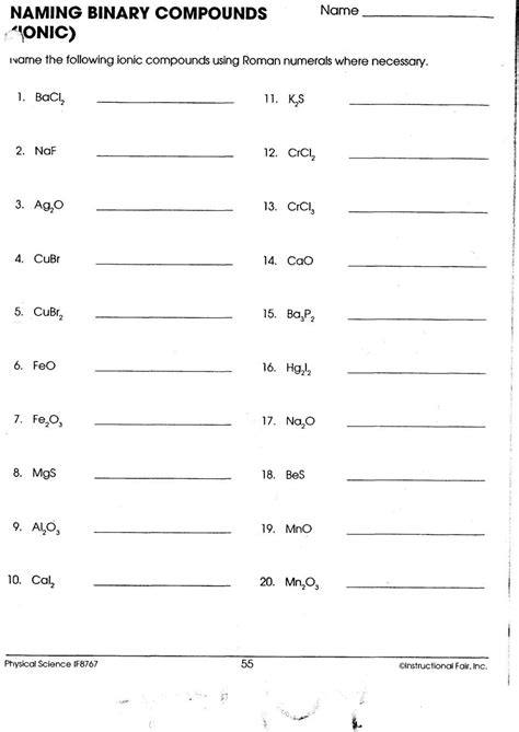 Chemical Formula Writing Worksheet Writing Binary Formulas Worksheet - Writing Binary Formulas Worksheet