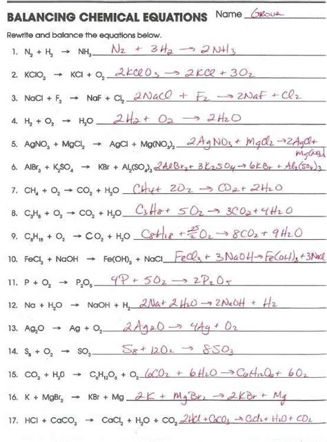 Chemical Formulas And Equations Answer Key