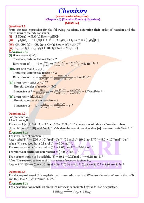 Chemical Kinetics Class 12 Ncert Solutions