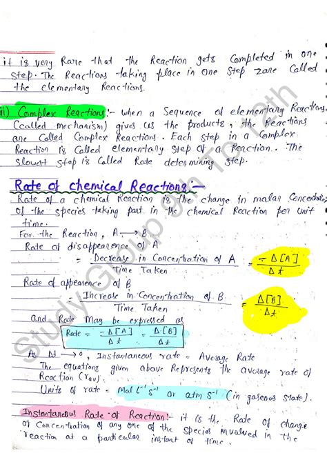 Chemical Kinetics Class 12 Notes