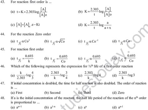 Chemical Kinetics Problems Mcq