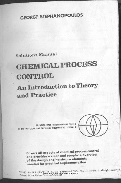 Chemical Process Control Stephanopoulos Solution Manual