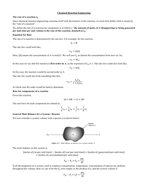 Chemical Reaction Engineering Notes