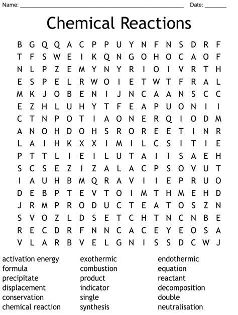 Chemical Reactions Online Wordsearch Puzzle For Kids Science Wordsearch For Kids - Science Wordsearch For Kids