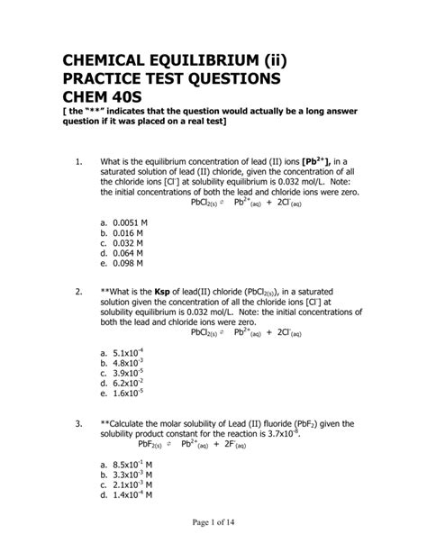 Full Download Chemical Equilibrium Practice Test Answers 