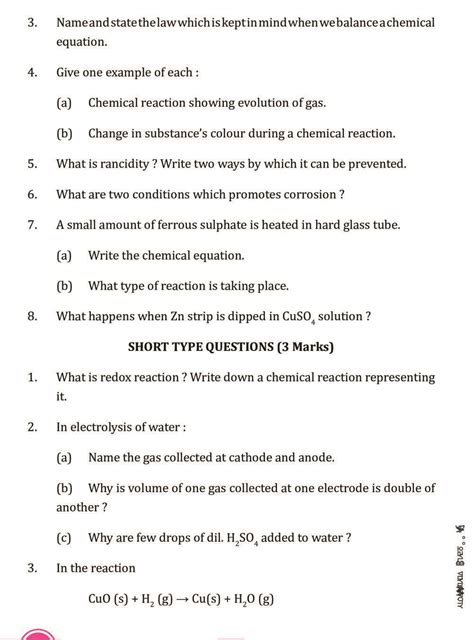 Read Chemical Reactions And Equations Class 10 Questions Answers 