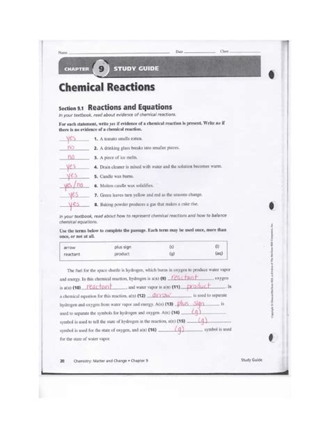 Full Download Chemical Reactions Discussion Guide 