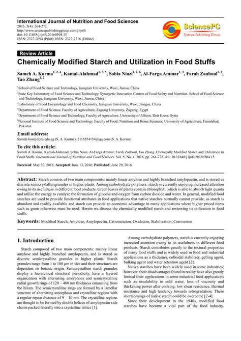 Chemically Modified Starch And Utilization In Food Stuffs