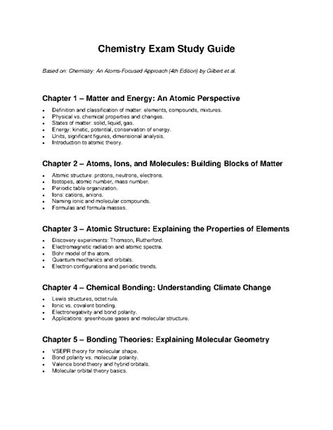 Chemistry 101 Study Guide