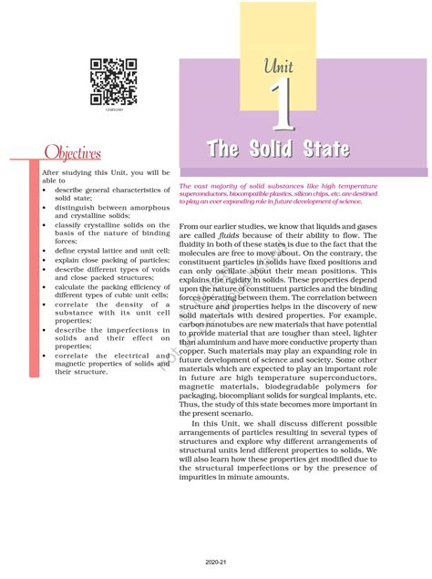 Chemistry 12 Solid State Ncert Solutions