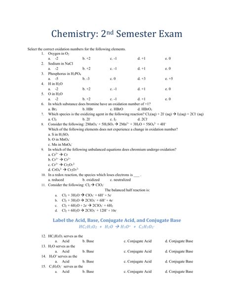 chemistry 2nd semester study guide part 1