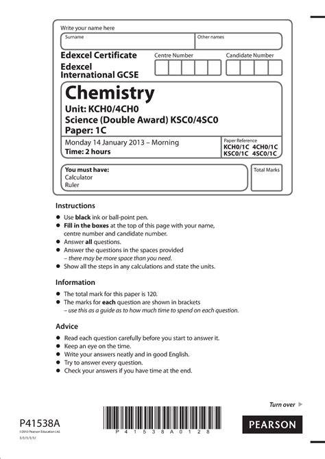 chemistry 4ch0 paper 1c