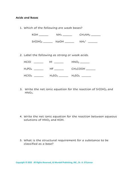 chemistry acids and bases practice test