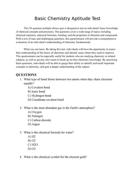 chemistry aptitude question