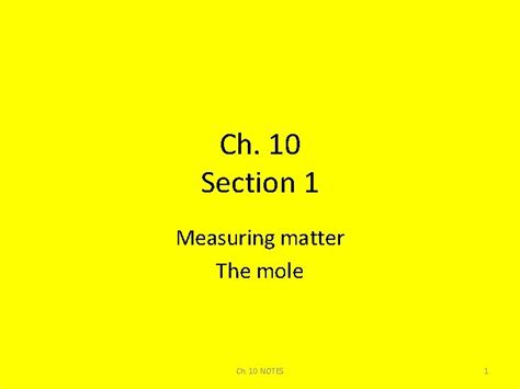 Chemistry Ch 10 Section 1 Review Answers