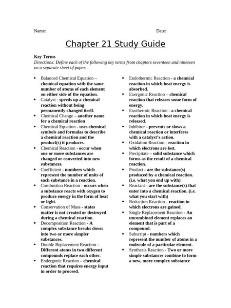 Chemistry Ch 21 Study Guide Electrochemistry