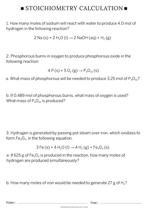 Chemistry Chapter 12 Stoichiometry Worksheet Answers