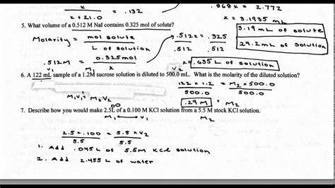 Chemistry Chapter 13 Test Answer Key