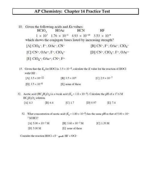Chemistry Chapter 14 Test