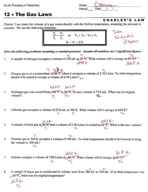 Chemistry Charles Law Worksheet Answers   Charlesu0027s Law Definition Formula Examples - Chemistry Charles Law Worksheet Answers