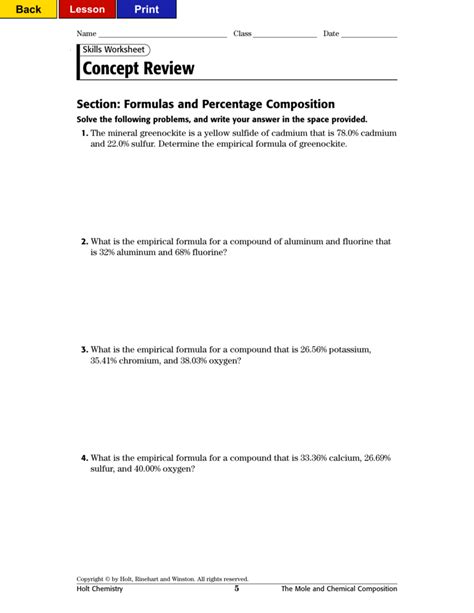 Chemistry Concept Review Solutions Answer Key