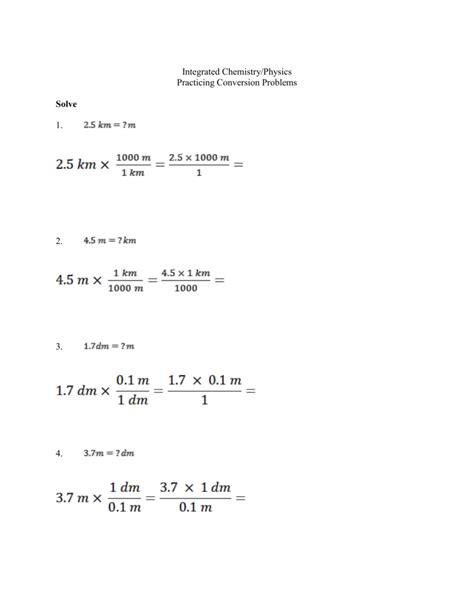 Chemistry Conversion Factors Practice Problems With Solutions