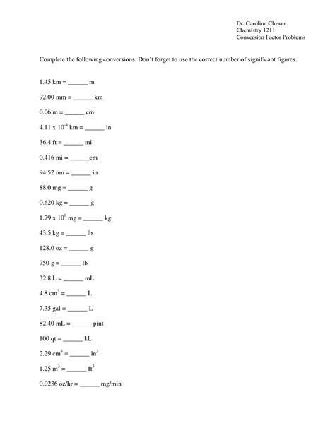 Chemistry Conversion Factors Worksheet Answers   Conversion Factors Worksheet Chemistry Factorworksheets Com - Chemistry Conversion Factors Worksheet Answers