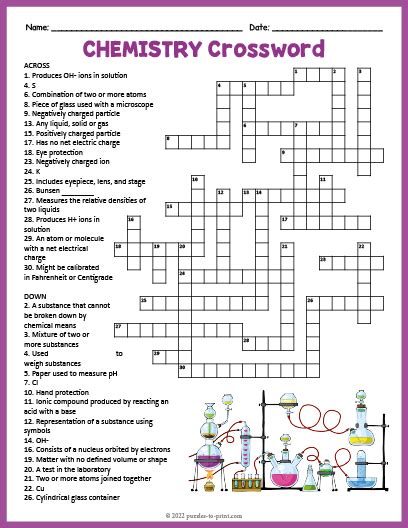  Chemistry Crossword Puzzles Answers Key - Chemistry Crossword Puzzles Answers Key