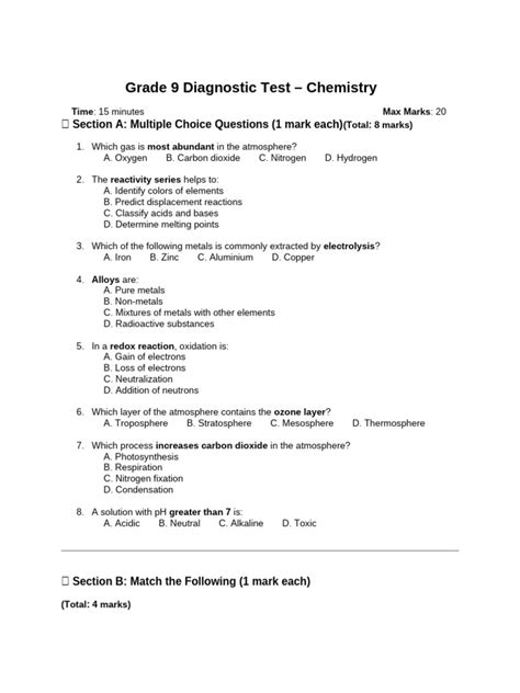 Chemistry Diagnostic Test Ucla