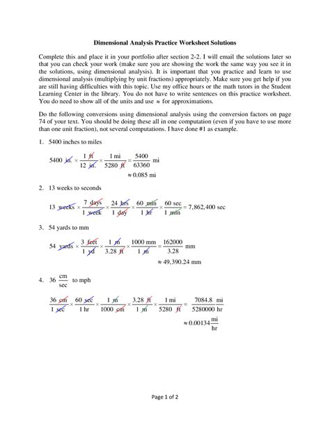 chemistry dimensional analysis practice problems answers