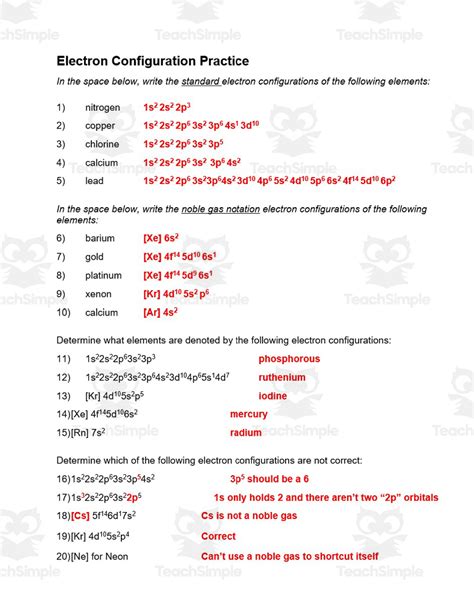 Chemistry Electron Configuration Test