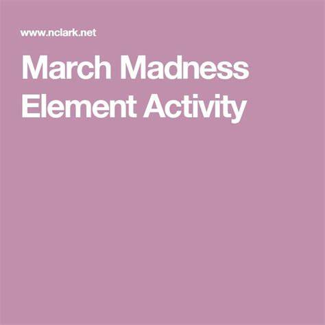 chemistry element march madness bracket answers