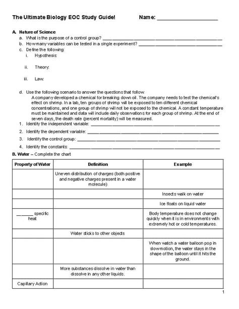 Chemistry Eoc Study Guide Answers