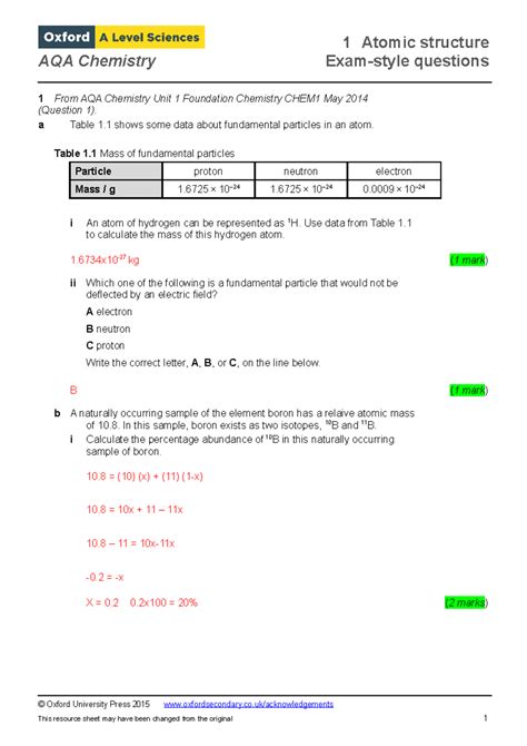 chemistry exam questions and answers