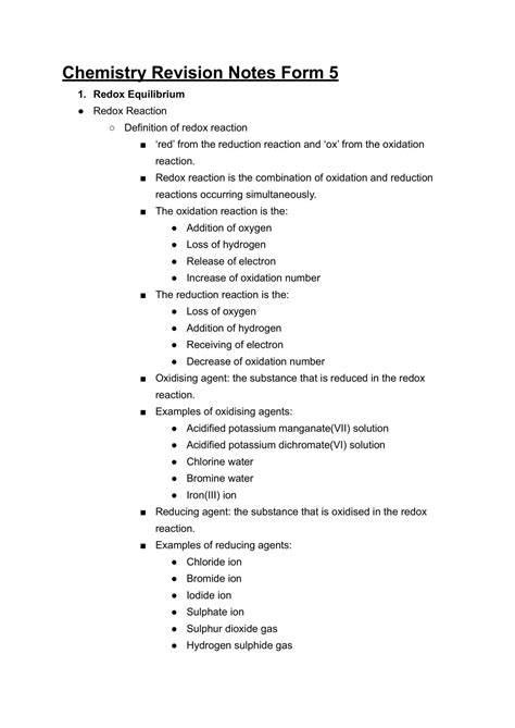 Chemistry Form 5 Notes