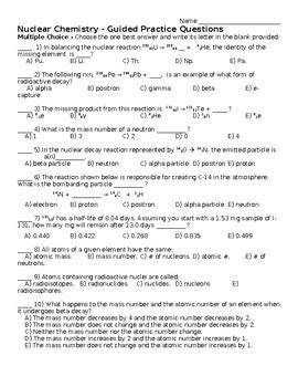 Chemistry Guided Practice Problems Answer Key