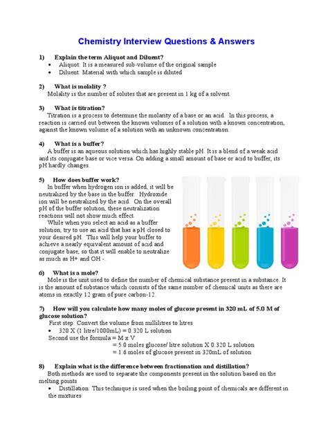 Chemistry Interview Questions