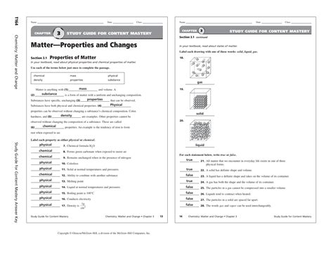 chemistry matter and change answer key