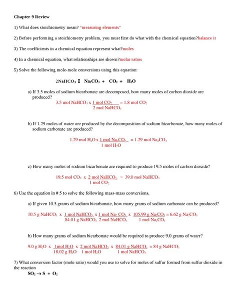 Chemistry Moles Packet Answer Key Pdf