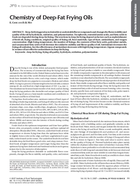 Chemistry Of Deep Fat Frying Oils Texas A M University