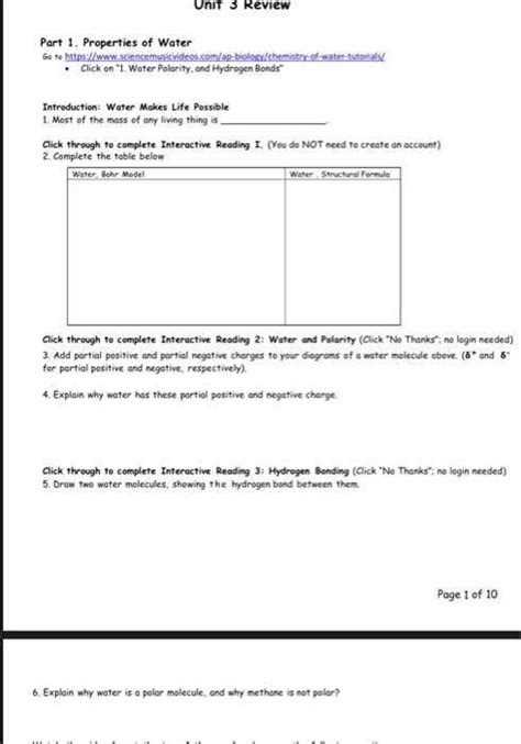chemistry of living things answer key