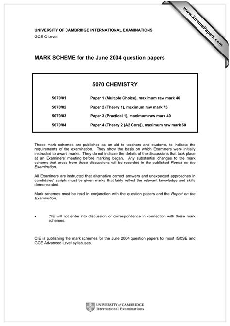 Chemistry Papers Xtremepapers