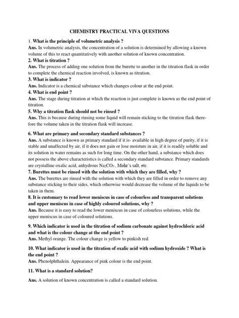 chemistry practical viva questions