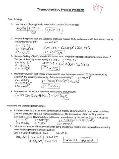 chemistry practice problems thermochemistry multiple choice