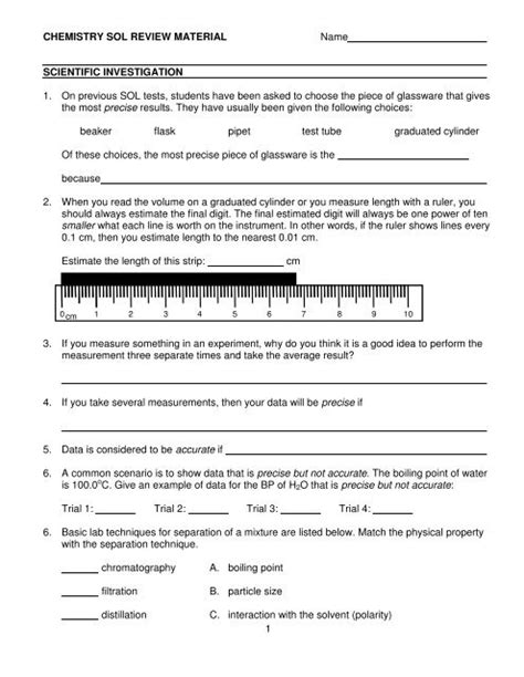 chemistry sol review packets with answers