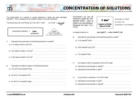 Chemistry Study Guide Solution Concentration Answers